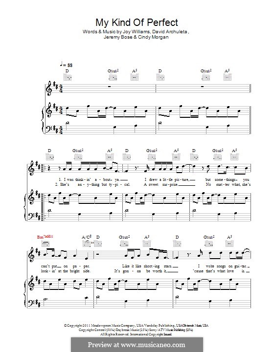 My Kind of Perfect (David Archuleta): For voice and piano (or guitar) by Cindy Morgan, Jeremy Bose, Joy Williams