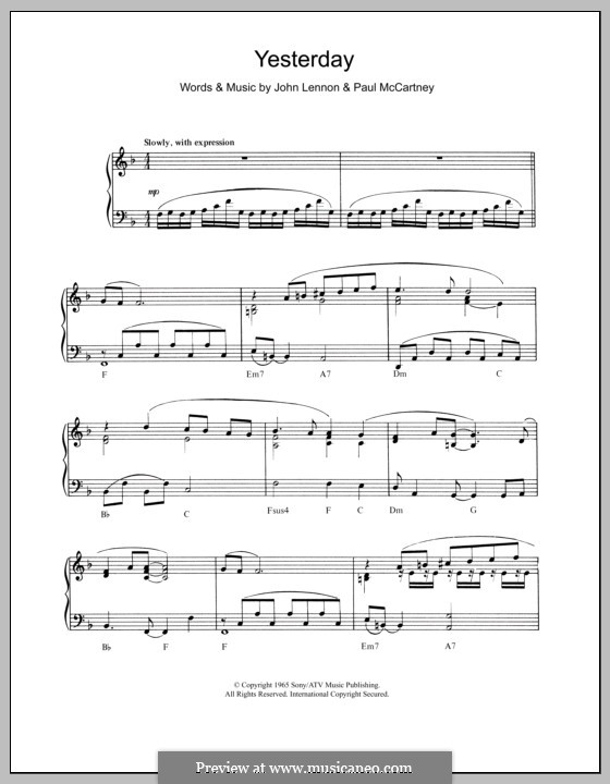 Piano version: With chords by John Lennon, Paul McCartney