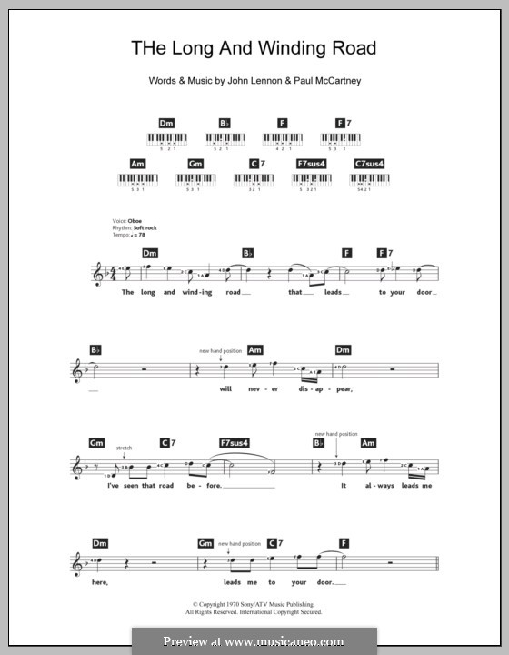 The Long and Winding Road (The Beatles): For keyboard by John Lennon, Paul McCartney