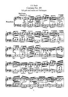 Ich geh und suche mit Verlangen, BWV 49: Piano-vocal score by Johann Sebastian Bach