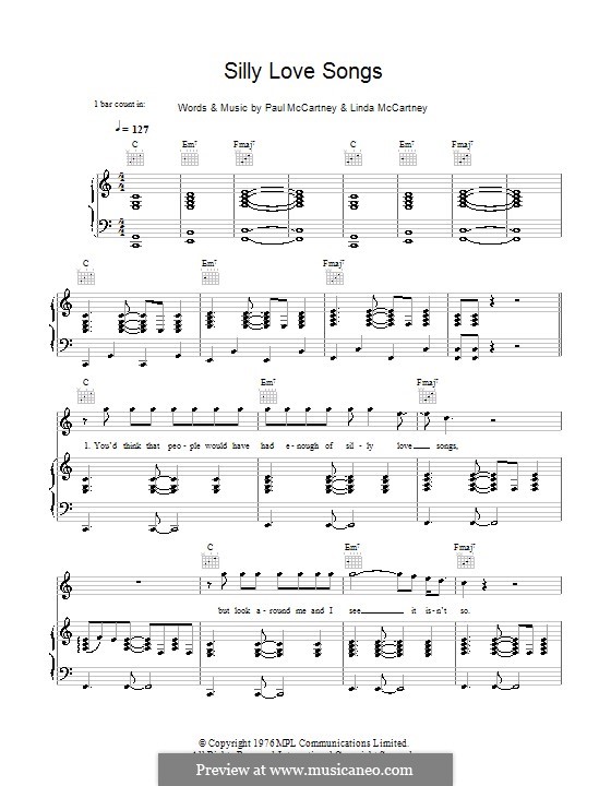 Silly Love Songs (Wings): For voice and piano (or guitar) by Linda McCartney, Paul McCartney