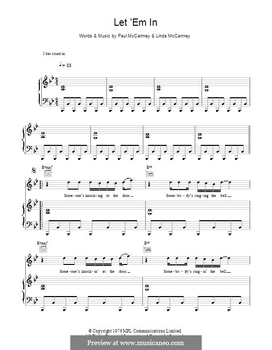 Let 'Em in (Wings) by L. McCartney, P. McCartney sheet music on MusicaNeo