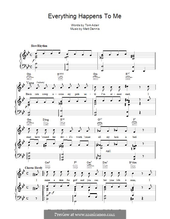 Everything Happens to Me (Frank Sinatra): For voice and piano or guitar (high quality sheet music) by Matt Dennis