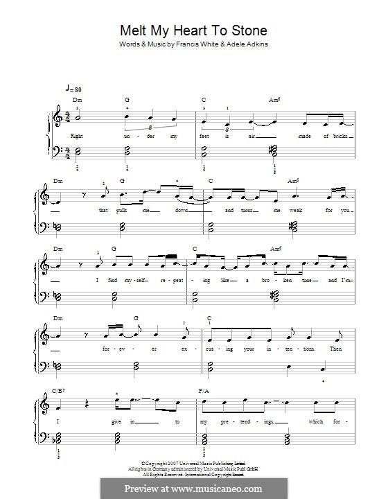 Melt My Heart to Stone: For easy piano by Adele, Eg White