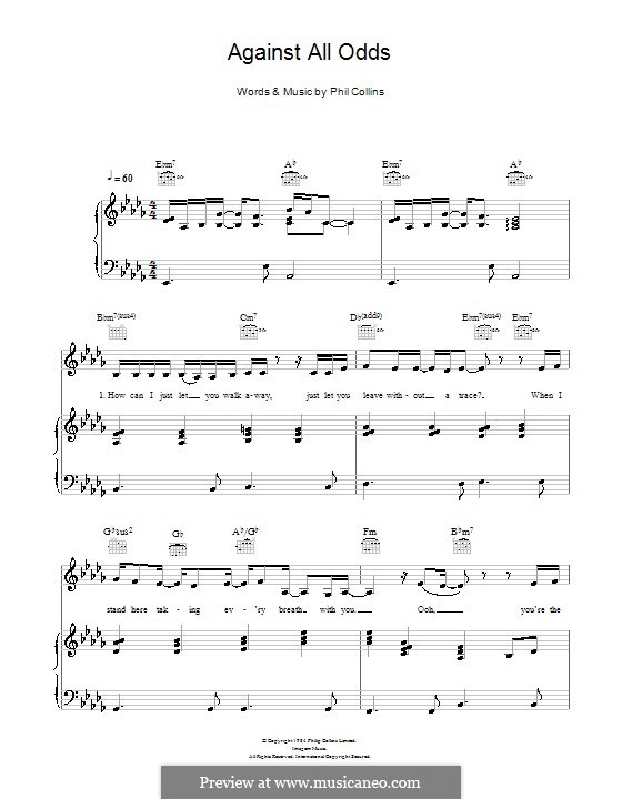 Against All Odds- Phil Collins Sheet music for Piano, Vocals