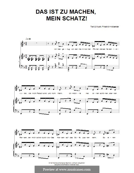 Das ist zu Machen, mein Schatz!: For voice and piano by Friedrich Holländer
