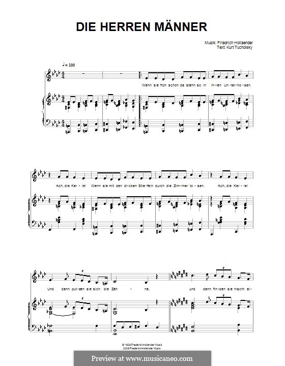 Die herren Männer: For voice and piano by Friedrich Holländer