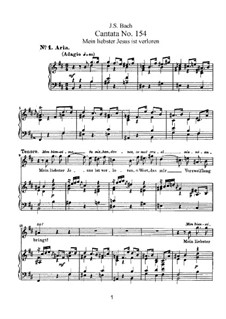 Mein liebster Jesus ist verloren, BWV 154: Piano-vocal score by Johann Sebastian Bach