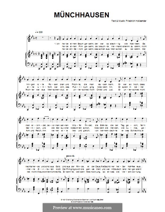 Münchausen: For voice and piano by Friedrich Holländer
