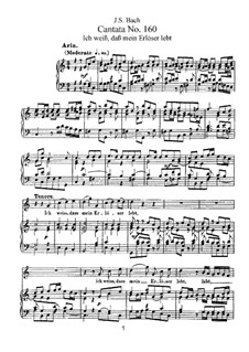 Ich weiss, dass mein Erlöser lebt, BWV 160: Piano-vocal score by Johann Sebastian Bach