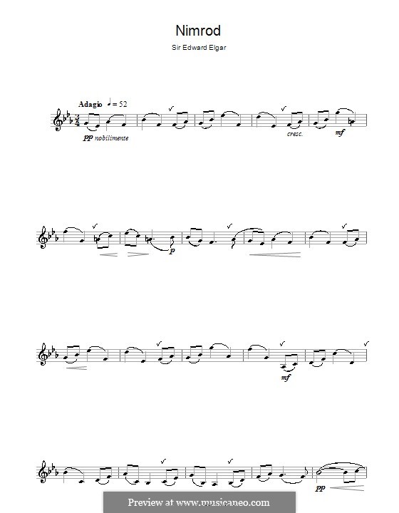 Variation No.9 'Nimrod': For clarinet by Edward Elgar