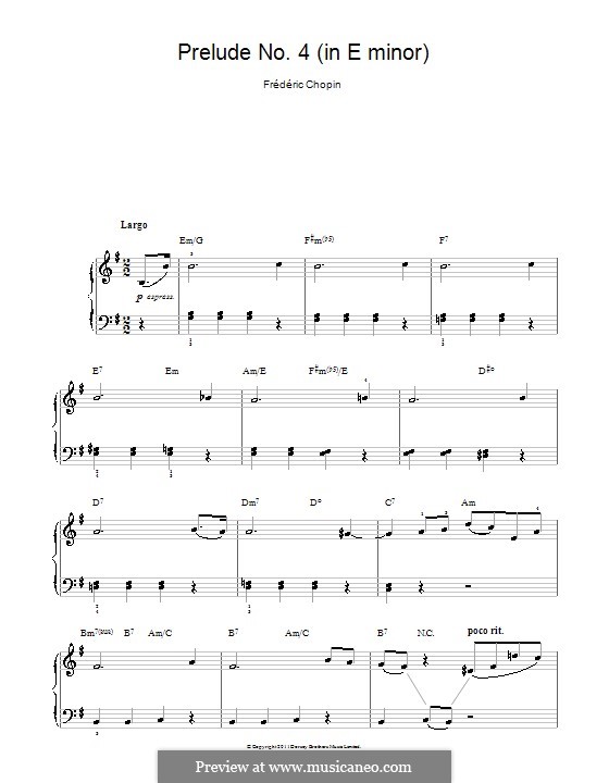 No.4 in E Minor: For easy piano by Frédéric Chopin