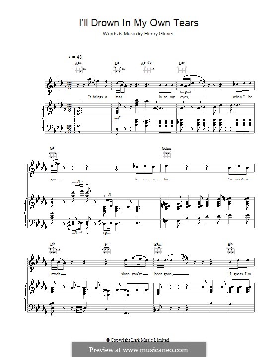 I Ll Drown In My Own Tears By H Glover Sheet Music On Musicaneo