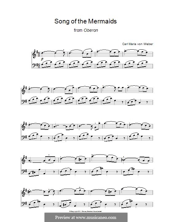 Act II No.14 Mermaid's Song: For piano by Carl Maria von Weber