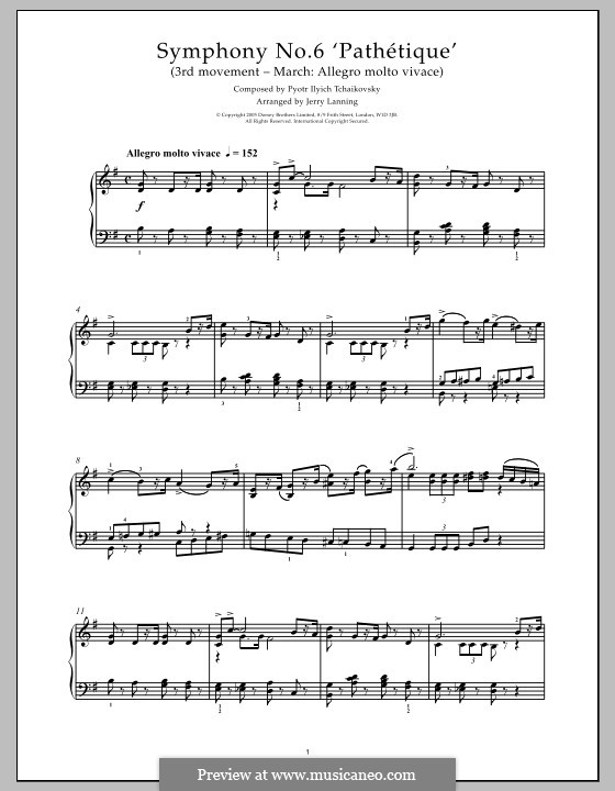 Movement III: Arrangement for piano (Fragment) by Pyotr Tchaikovsky