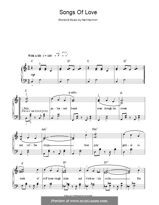 Songs of Love (The Divine Comedy): For easy piano by Neil Hannon