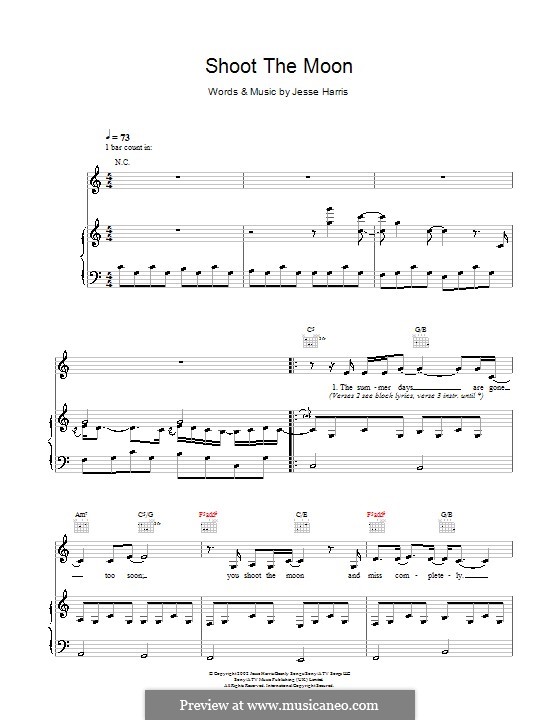 Shoot the Moon (Norah Jones) by J. Harris sheet music on MusicaNeo