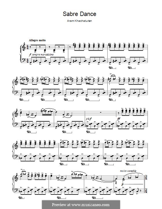 Gayane: Sabre Dance. Arrangement for piano by Aram Khachaturian