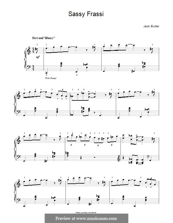 Sassy Frassi (in 'blues' style): For piano by Jack Butler