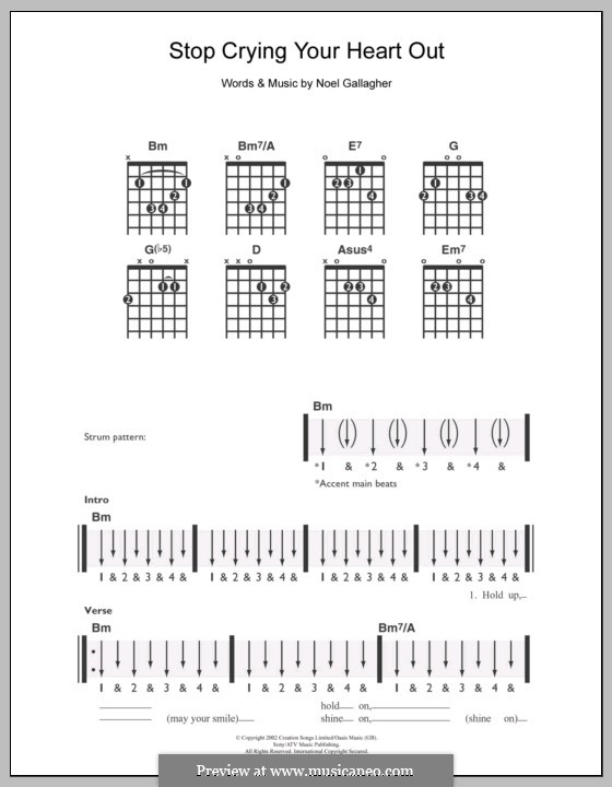 Stop Crying Your Heart Out (Oasis): For guitar by Noel Gallagher