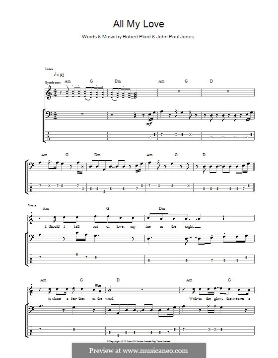 All My Love (Led Zeppelin): For bass guitar with tab by John Paul Jones, Robert Plant