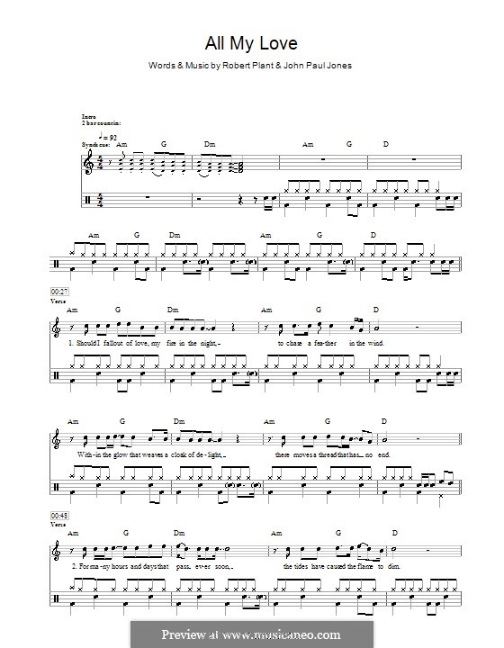 All My Love (Led Zeppelin): For drums by John Paul Jones, Robert Plant