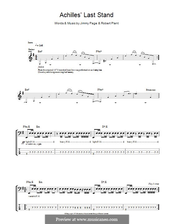 Achilles Last Stand (Led Zeppelin): For bass guitar with tab  by Jimmy Page, Robert Plant