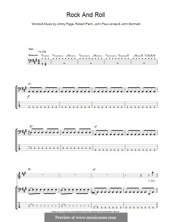 Rock and Roll (Led Zeppelin): For bass guitar with tab by John Paul Jones, Jimmy Page, John Bonham, Robert Plant