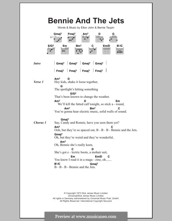 Bennie and the Jets: Lyrics and chords by Elton John