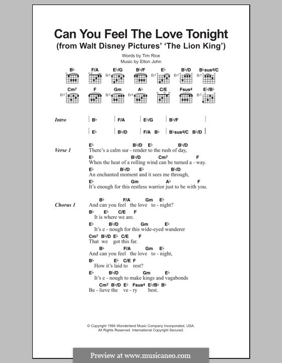 Vocal version: Lyrics and chords by Elton John