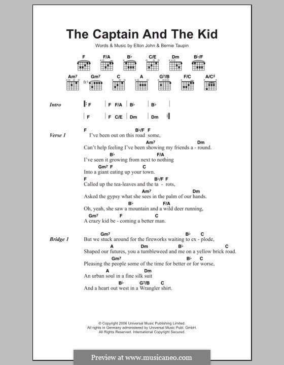 The Captain and The Kid: Lyrics and chords by Elton John