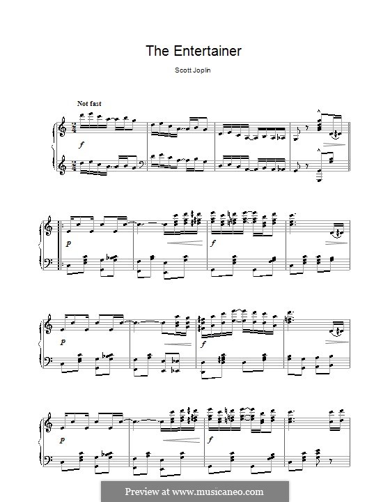 The Entertainer, for Piano: High quality sheet music by Scott Joplin