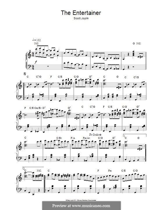 The Entertainer, for Piano: With chords by Scott Joplin