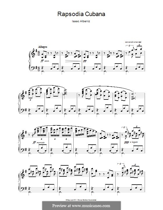 Rapsodia Cubana, Op.66: For piano by Isaac Albéniz
