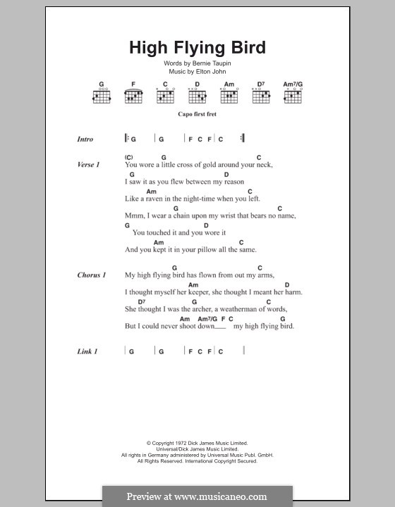 High Flying Bird: Lyrics and chords by Elton John