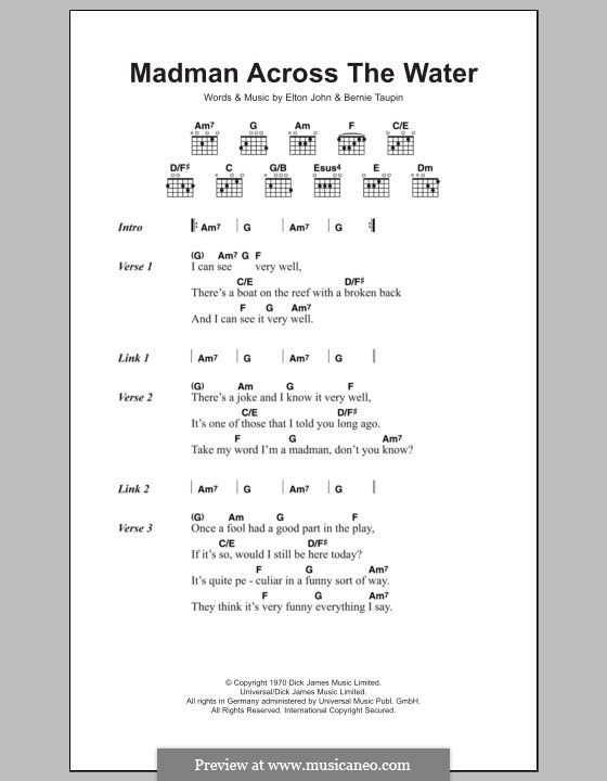 Madman Across the Water: Lyrics and chords by Elton John