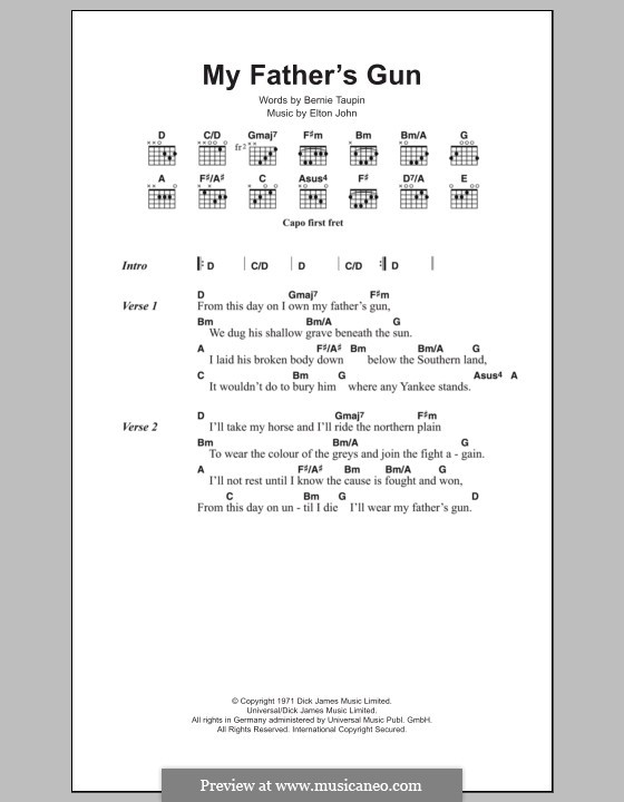 My Father S Gun By E John Sheet Music On Musicaneo lyrics and chords