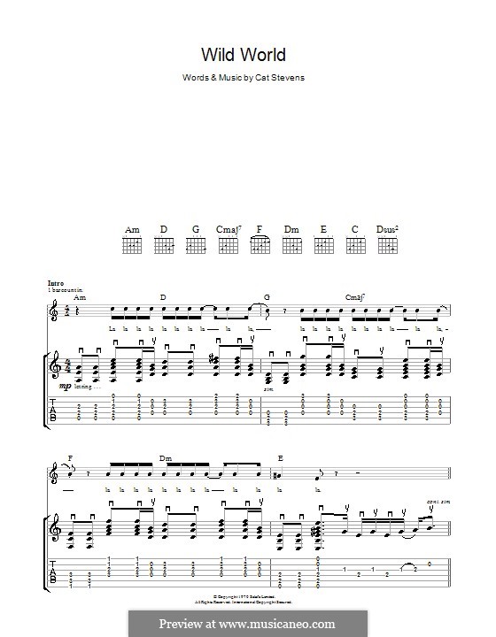 Wild World: For guitar with tab by Cat Stevens