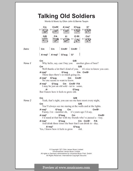 Talking Old Soldiers: Lyrics and chords by Elton John