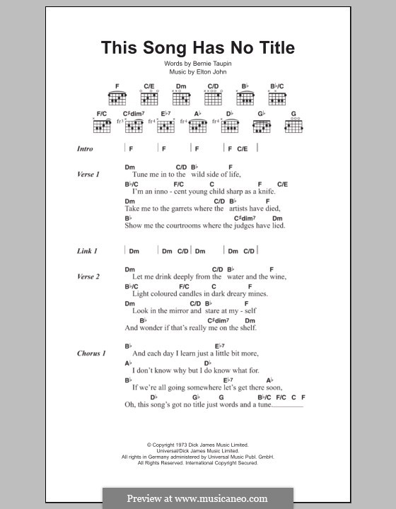 This Song Has No Title: Lyrics and chords by Elton John