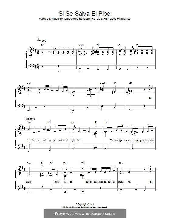 Si Se Salva el Pibe: For easy piano by Celedonio Esteban Flores, Francisco Pracanico