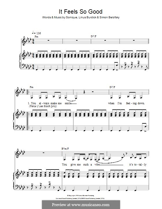 It Feels So Good (Sonique): For voice and piano by Sonia Clarke, Linus Burdick, Simon Belofsky