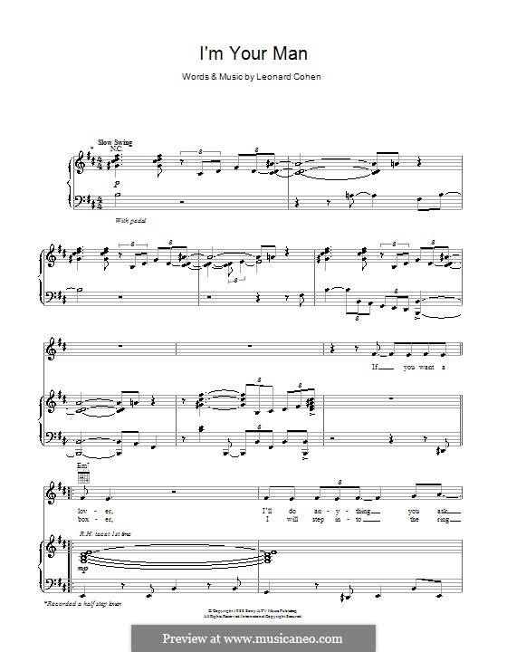 I M Your Man By L Cohen Sheet Music On Musicaneo