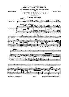 Six Themes and Variations, Op.105: For flute (or violin) and piano (Book I) by Ludwig van Beethoven
