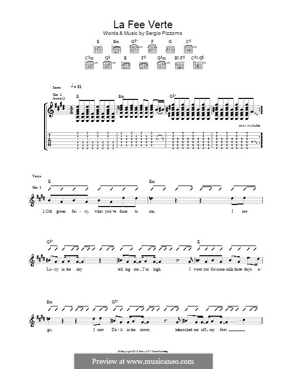 Le Fee Verte (Kasabian): For guitar with tab by Sergio Pizzorno