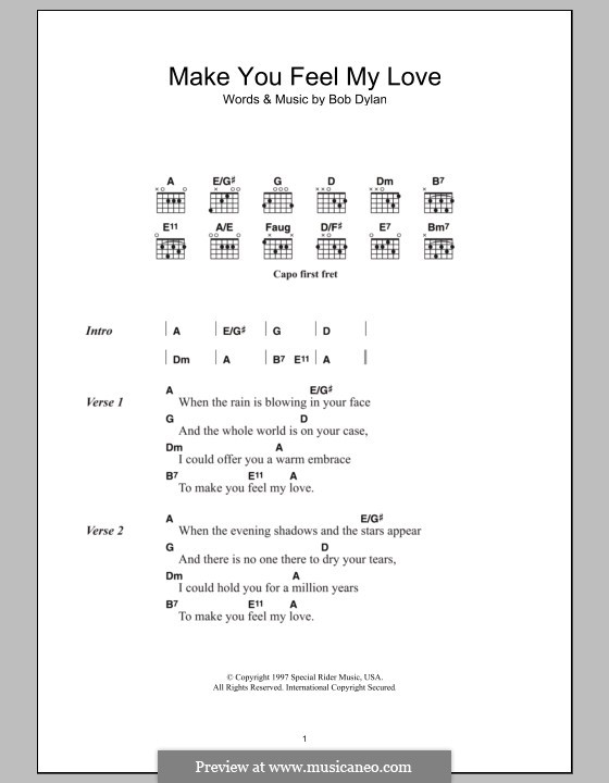 Make You Feel My Love: Lyrics and chords by Bob Dylan