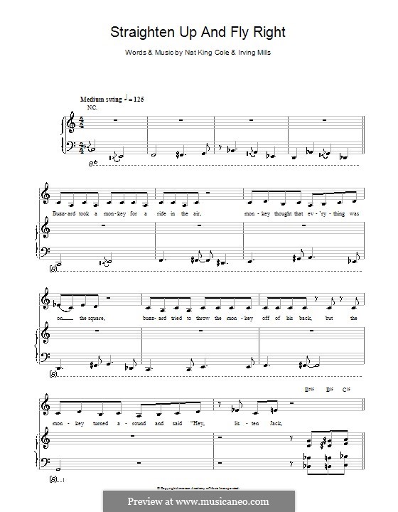 Straighten Up and Fly Right (Diana Krall): For voice and piano (or guitar) by Irving Mills