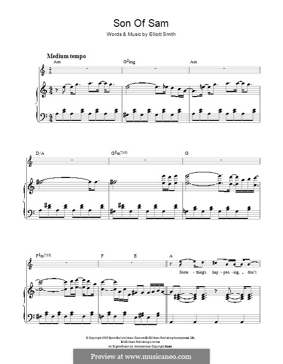 Son of Sam: For voice and piano (or guitar) by Elliott Smith