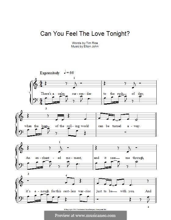 Piano version: Easy notes by Elton John