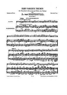 Ten Themes with Variations for Flute (or Violin) and Piano, Op.107: Book V by Ludwig van Beethoven